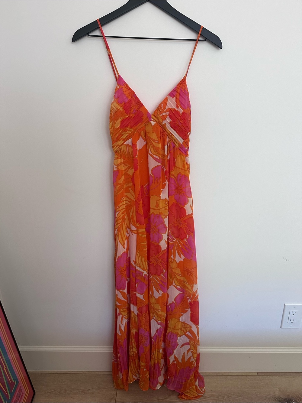 Mango Orange Pink Floral Maxi Dress